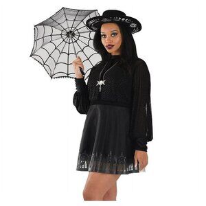 Sheer Witch Dress Womens Adult Size L/XL Vampire Goth Halloween Costume in Black